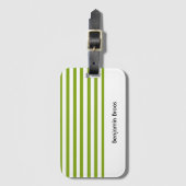 Aangepaste naam groene en witte strepen bagagelabel (Voorkant (verticaal))