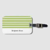 Aangepaste naam groene en witte strepen bagagelabel (Voorkant (horizontaal))