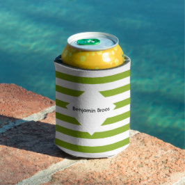 Aangepaste naam groene en witte strepen blikjeskoeler