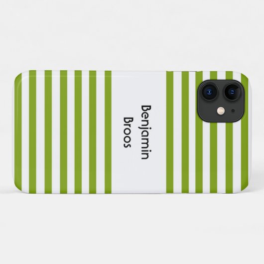 Aangepaste naam groene en witte strepen Case-Mate iPhone case (Achterkant (horizontaal))