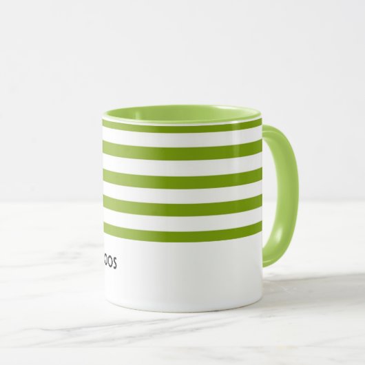 Aangepaste naam groene en witte strepen mok (Voorkant rechts)