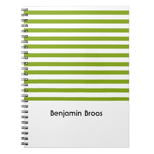 Aangepaste naam groene en witte strepen notitieboek (Voorkant)