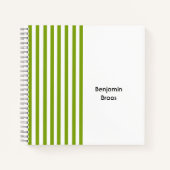 Aangepaste naam groene en witte strepen notitieboek (Voorkant)