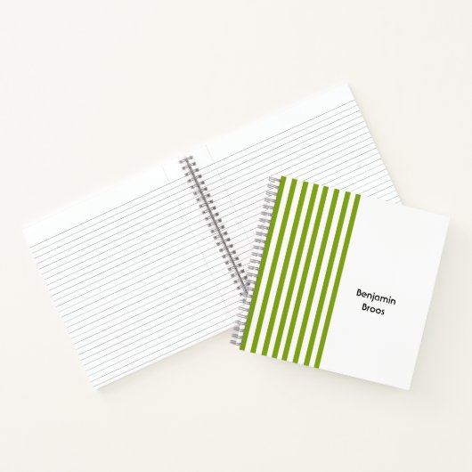 Aangepaste naam groene en witte strepen notitieboek (Binnen)
