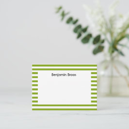 Aangepaste naam groene en witte strepen notitiekaartje