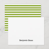 Aangepaste naam groene en witte strepen notitiekaartje (Voorkant / Achterkant)