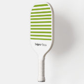 Aangepaste naam groene en witte strepen pickleball paddle (Links)