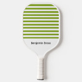 Aangepaste naam groene en witte strepen pickleball paddle (Achterkant)