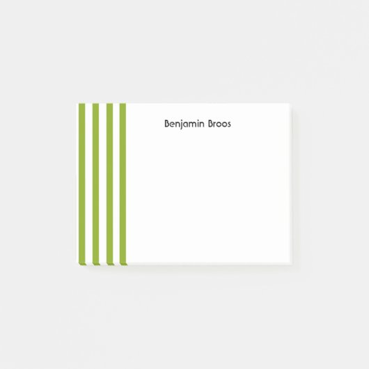 Aangepaste naam groene en witte strepen post-it® notes (Voorkant)