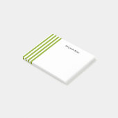 Aangepaste naam groene en witte strepen post-it® notes (Schuin)
