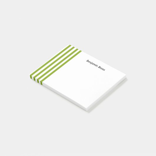 Aangepaste naam groene en witte strepen post-it® notes (Schuin)