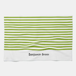 Aangepaste naam groene en witte strepen theedoek