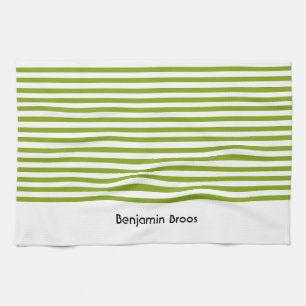 Aangepaste naam groene en witte strepen theedoek