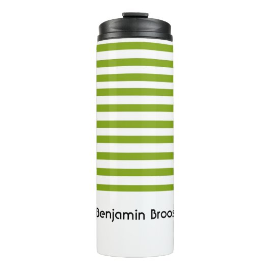 Aangepaste naam groene en witte strepen thermosbeker (Voorkant)