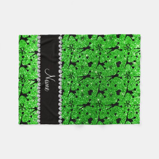 Aangepaste naam groene glitter-cheerlead fleece deken (Voorkant (Horizontaal))