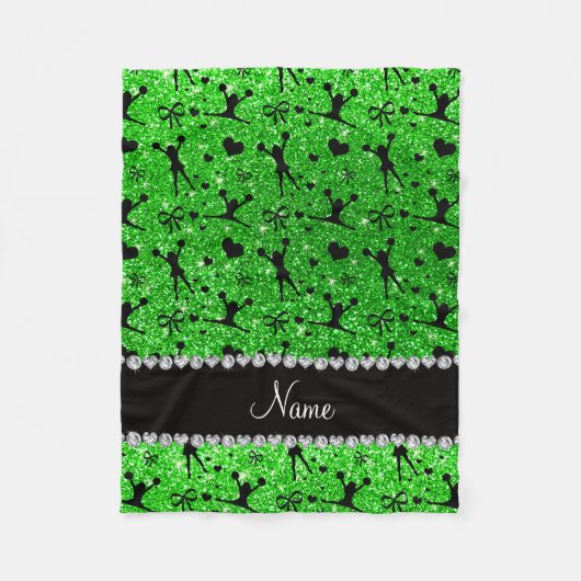 Aangepaste naam groene glitter-cheerlead fleece deken (Voorkant)