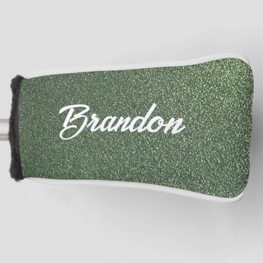 Aangepaste naam groene glitter golfheadcover (Voorkant)