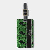 Aangepaste naam groene glitter roller derby bagagelabel (Voorkant verticaal)