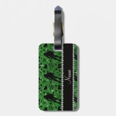 Aangepaste naam groene glitter roller derby bagagelabel (Achterkant verticaal)