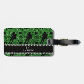 Aangepaste naam groene glitter roller derby bagagelabel (Achterkant horizontaal)