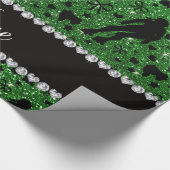 Aangepaste naam groene glitter roller derby cadeaupapier (Hoek)