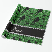Aangepaste naam groene glitter roller derby cadeaupapier (Uitgerold)
