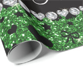 Aangepaste naam groene glitter roller derby cadeaupapier (Rol Hoek)