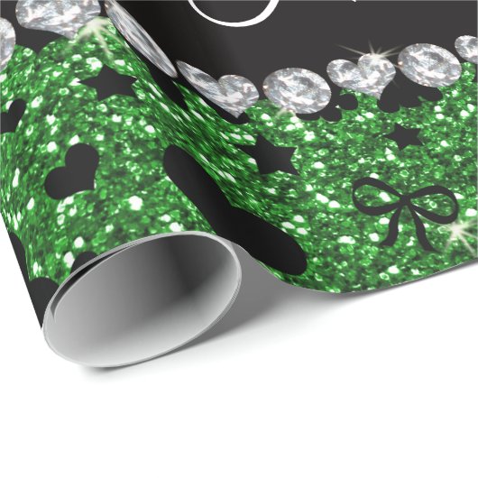 Aangepaste naam groene glitter roller derby cadeaupapier (Rol Hoek)