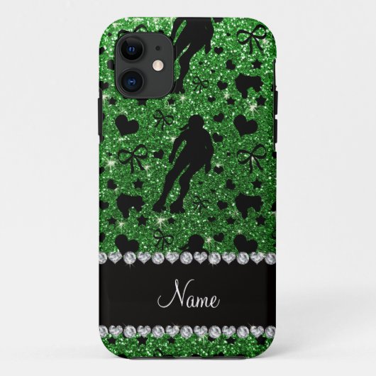 Aangepaste naam groene glitter roller derby Case-Mate iPhone case (Achterkant)