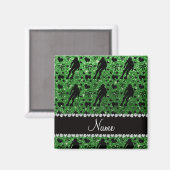 Aangepaste naam groene glitter roller derby magneet (Voorkant / Achterkant)