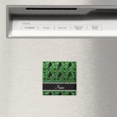 Aangepaste naam groene glitter roller derby magneet (Insitu (Vaatwasser))
