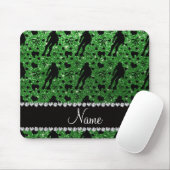 Aangepaste naam groene glitter roller derby muismat (Met muis)