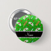 Aangepaste naam groene glitter verpleegster pet ha ronde button 5,7 cm (Voorkant /achterkant)