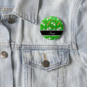 Aangepaste naam groene glitter verpleegster pet ha ronde button 5,7 cm (In situ)