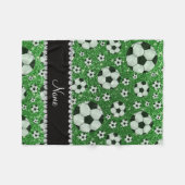 Aangepaste naam groene glitter-voetballen fleece deken (Voorkant (Horizontaal))