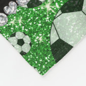 Aangepaste naam groene glitter-voetballen fleece deken (Hoek)