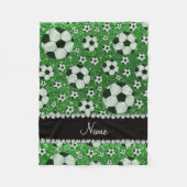 Aangepaste naam groene glitter-voetballen fleece deken (Voorkant)