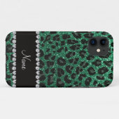 Aangepaste naam groene glittersplaat Case-Mate iPhone case (Achterkant (horizontaal))
