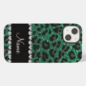 Aangepaste naam groene glittersplaat iPhone hoesje (Achterkant horizontaal)