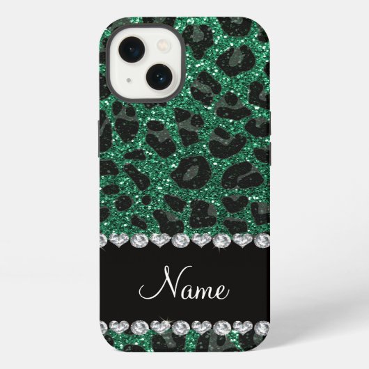 Aangepaste naam groene glittersplaat iPhone hoesje (Achterkant)