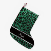 Aangepaste naam groene glittersplaat kleine kerstsok (Voorkant (Hangend))