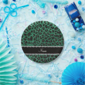 Aangepaste naam groene glittersplaat papieren bordje (Feest)