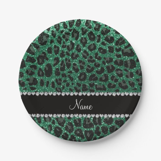 Aangepaste naam groene glittersplaat papieren bordje (Voorkant)