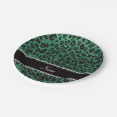 Aangepaste naam groene glittersplaat papieren bordje (Gekanteld)