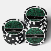 Aangepaste naam groene glittersplaat pokerchips (Opstapeling)