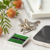 Aangepaste naam groene glittersplaat sleutelhanger (Zijkant)