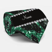 Aangepaste naam groene glittersplaat stropdas (Opgerold)