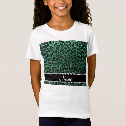 Aangepaste naam groene glittersplaat t-shirt (Voorkant)