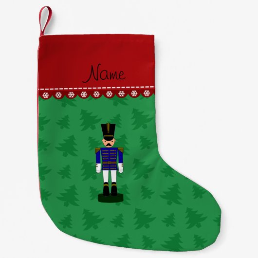 Aangepaste naam groene kerstbomen nootkraker kleine kerstsok (Voorkant)