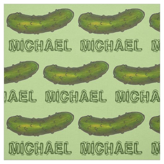 Aangepaste naam Groene Kosher Dill Pickle Print Stof (Swatch)